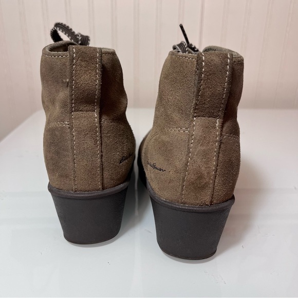 Eddie Bauer Women's 8.5 Brown Suede Wedge Ankle Boots Lace up Hiker Chukka Boots - Picture 14 of 15